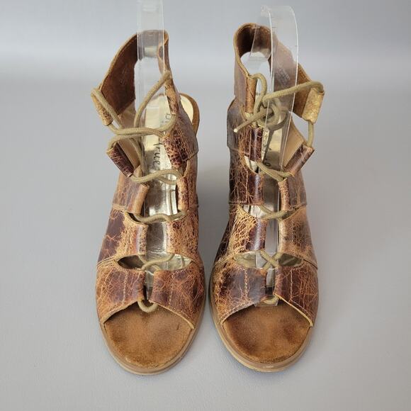 DIBA True Tren Dee Distressed Leather Lace Up Size 8 M Sandals - Picture 4 of 7